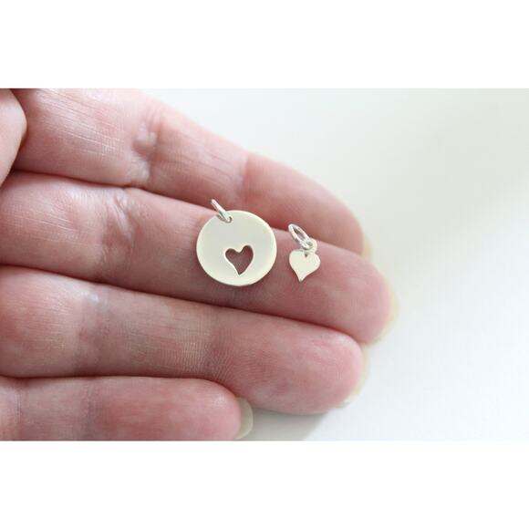 Sterling Silver Mother Daughter Heart Charm, Mother Daughter Charm Set - Picture 2 of 7